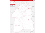 Boyd County, KY Wall Map Zip Code Red Line Style 2023