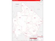 BreckinridgeCounty, KY Wall Map Zip Code Red Line Style 2022