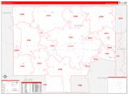Bureau County, IL Wall Map Zip Code Red Line Style 2022