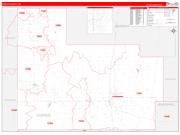 Carter County, OK Wall Map Zip Code Red Line Style 2022