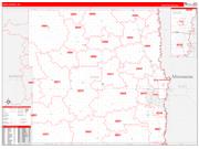 Cass County, ND Wall Map Zip Code Red Line Style 2023