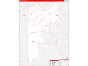 CatahoulaParish (County), LA Wall Map Zip Code Red Line Style 2023