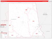Chambers County, AL Wall Map Zip Code Red Line Style 2022