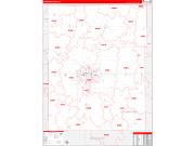 Champaign County, IL Wall Map Zip Code Red Line Style 2023