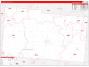 Champaign County, OH Wall Map Zip Code Red Line Style 2022