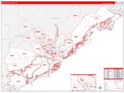 Charleston County, SC Wall Map Zip Code Red Line Style 2023