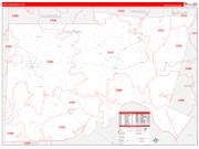 Chatham County, NC Wall Map Zip Code Red Line Style 2022