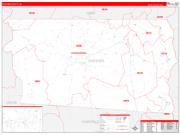 Chester County, SC Wall Map Zip Code Red Line Style 2022