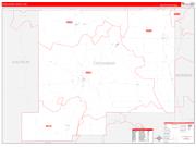 Chickasaw County, MS Wall Map Zip Code Red Line Style 2022