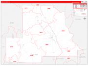Chilton County, AL Wall Map Zip Code Red Line Style 2022