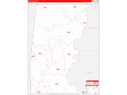 Choctaw County, AL Wall Map Zip Code Red Line Style 2022