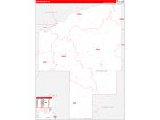 Choctaw County, MS Wall Map Zip Code Red Line Style 2022