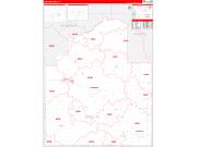 Christian County, IL Wall Map Zip Code Red Line Style 2022