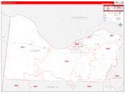 Colbert County, AL Wall Map Zip Code Red Line Style 2022