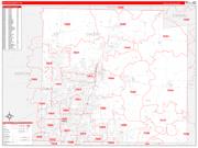 Collin County, TX Wall Map Zip Code Red Line Style 2022
