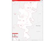ConcordiaParish (County), LA Wall Map Zip Code Red Line Style 2023