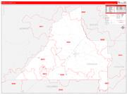 Conecuh County, AL Wall Map Zip Code Red Line Style 2022