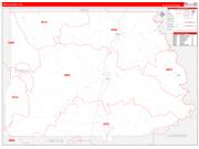 Copiah County, MS Wall Map Zip Code Red Line Style 2022