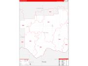 Cotton County, OK Wall Map Zip Code Red Line Style 2022