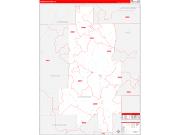 Crenshaw County, AL Wall Map Zip Code Red Line Style 2022