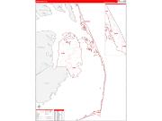 Dare County, NC Wall Map Zip Code Red Line Style 2022