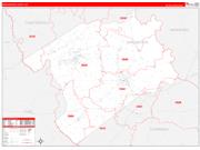 Darlington County, SC Wall Map Zip Code Red Line Style 2023