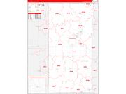 DeKalb County, IL Wall Map Zip Code Red Line Style 2022