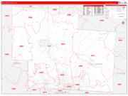 Delaware County, OH Wall Map Zip Code Red Line Style 2022