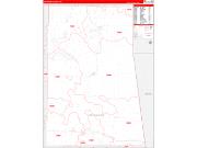 Delaware County, OK Wall Map Zip Code Red Line Style 2022