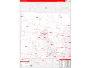 Denton County, TX Wall Map Zip Code Red Line Style 2022