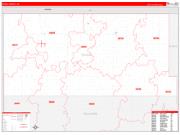 Divide County, ND Wall Map Zip Code Red Line Style 2022
