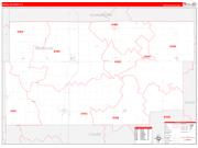Douglas County, IL Wall Map Zip Code Red Line Style 2023