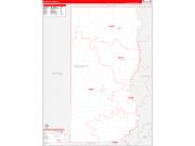 Edwards County, IL Wall Map Zip Code Red Line Style 2022