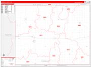 Faribault County, MN Wall Map Zip Code Red Line Style 2022