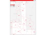 Ford County, IL Wall Map Zip Code Red Line Style 2022
