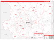 Forsyth County, NC Wall Map Zip Code Red Line Style 2022