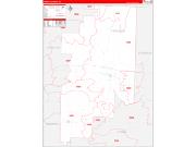 Franklin County, AR Wall Map Zip Code Red Line Style 2022
