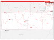 Geneva County, AL Wall Map Zip Code Red Line Style 2022