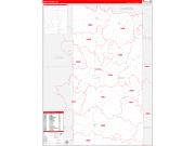 Grady County, OK Wall Map Zip Code Red Line Style 2022