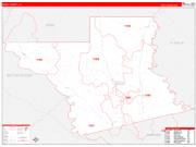 GrantParish (County), LA Wall Map Zip Code Red Line Style 2023