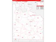 Grayson County, TX Wall Map Zip Code Red Line Style 2022