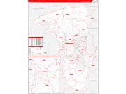 Greenville County, SC Wall Map Zip Code Red Line Style 2022