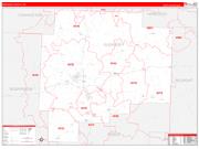Guernsey County, OH Wall Map Zip Code Red Line Style 2023