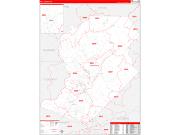 Hall County, GA Wall Map Zip Code Red Line Style 2022