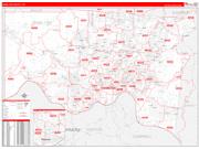 Hamilton County, OH Wall Map Zip Code Red Line Style 2022