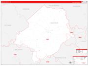 Hancock County, GA Wall Map Zip Code Red Line Style 2022