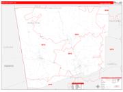 Haralson County, GA Wall Map Zip Code Red Line Style 2023
