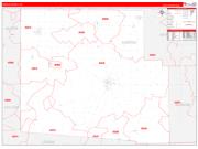 Hardin County, OH Wall Map Zip Code Red Line Style 2022
