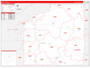 Henry County, IL Wall Map Zip Code Red Line Style 2022