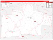 Hocking County, OH Wall Map Zip Code Red Line Style 2022